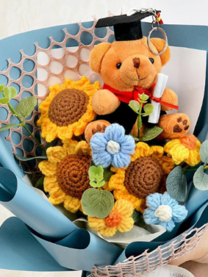 Artificial Sunflower Teddy Crochet Flower Bouquet