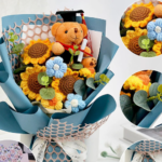 Artificial Sunflower Teddy Crochet Flower Bouquet