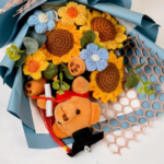 Artificial Sunflower Teddy Crochet Flower Bouquet
